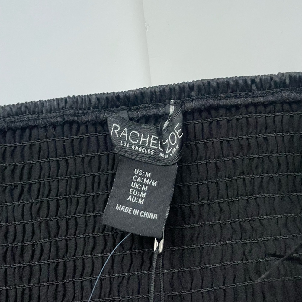 RACHEL ZOE Feather Strap Ruched Crop Top Black Medium NWT Y2K Glam Party - Picture 4 of 8